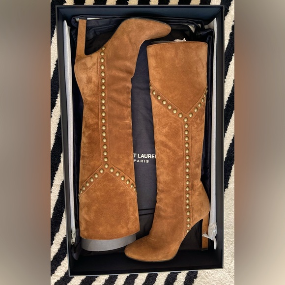 Saint Laurent Suede High Heel boots size 37 - Picture 1 of 4